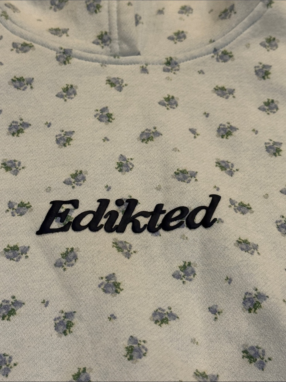 Edikted Pastel Blue Mini Floral Hoodie Womens size XS - Picture 5 of 10